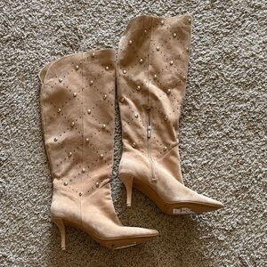 Vince Camuto Studded Tan Heeled Boots